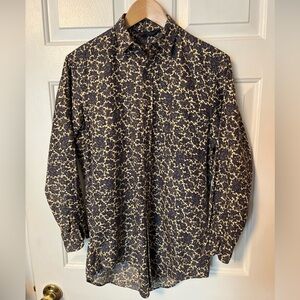 VTG Kenneth Gordon Women All Over Paisley Print Button Shirt Imported Cotton Sz4